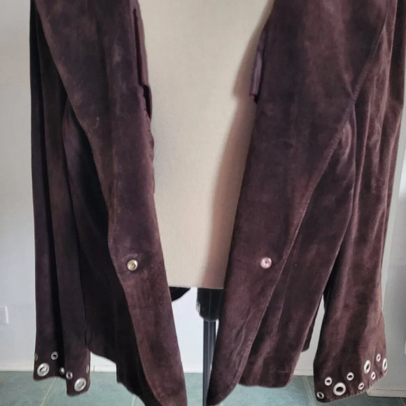 Live a Little Genuine Leather Suede Vintage Boho Hippie Jacket w/Grommets (Size: - Picture 9 of 16